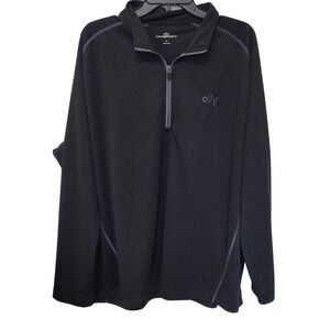 Vansport Mens 2X Black Ally Logo Quarter Zip Pullover Performance Athletic Top